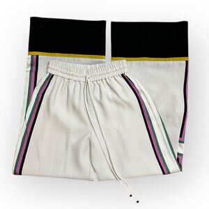 Alexis Cozart Cream Wide-Leg Pants with Multicolor Accents High Waisted